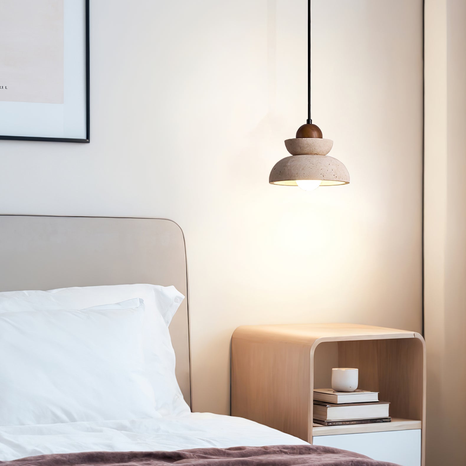 Zophaos Tiered-Bell Travertine Pendant Light - Blowlighting