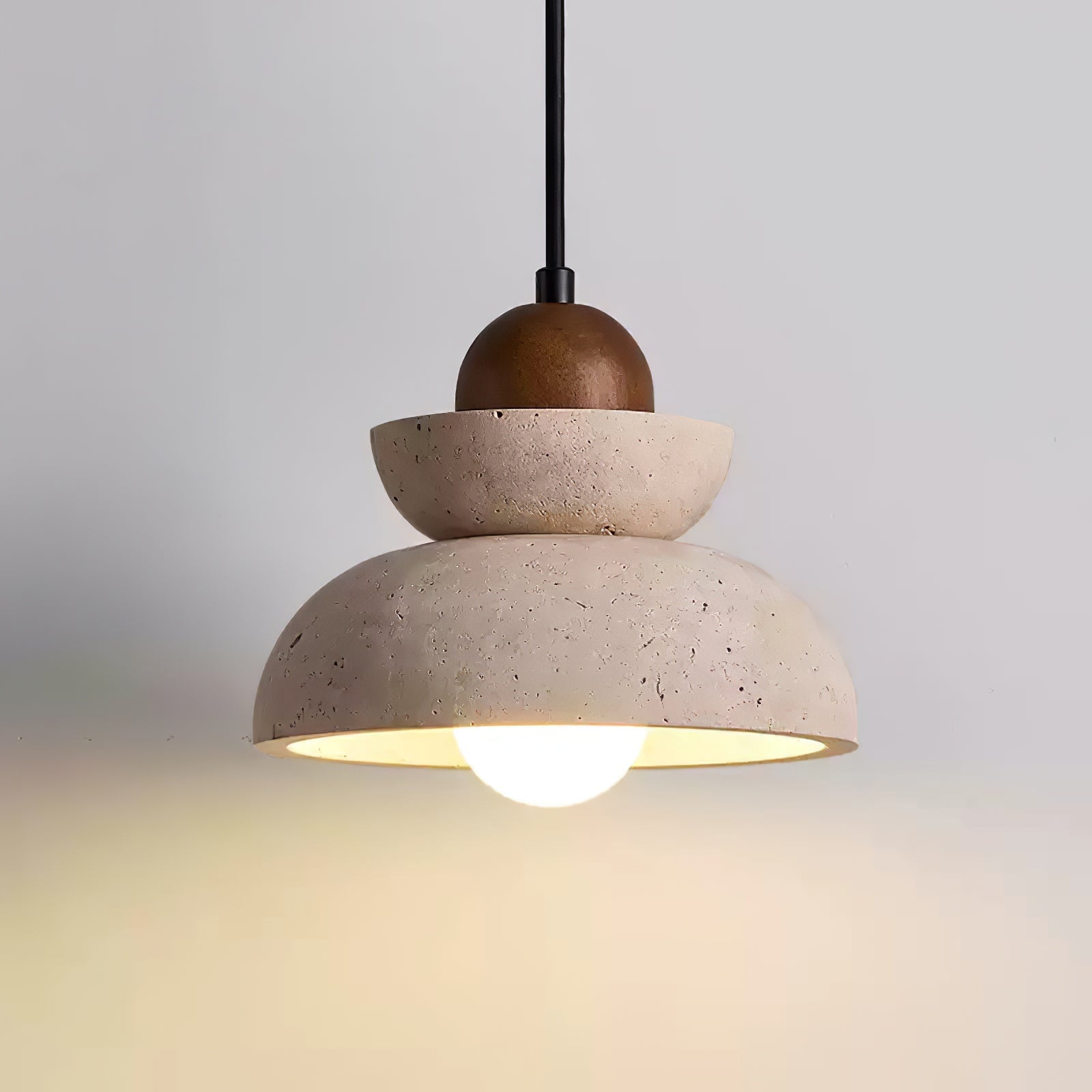 Zophaos Tiered-Bell Travertine Pendant Light - Blowlighting
