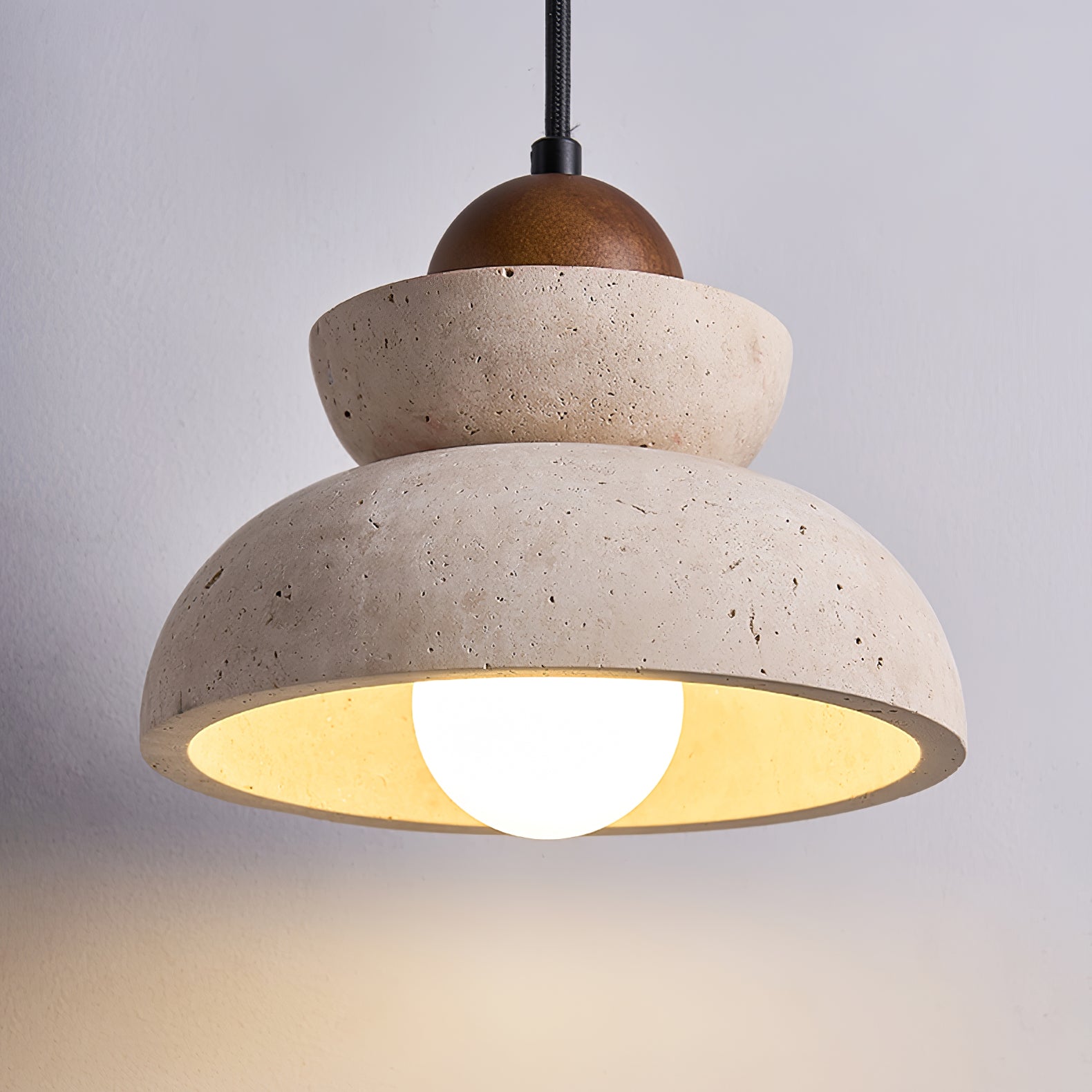 Zophaos Tiered-Bell Travertine Pendant Light - Blowlighting