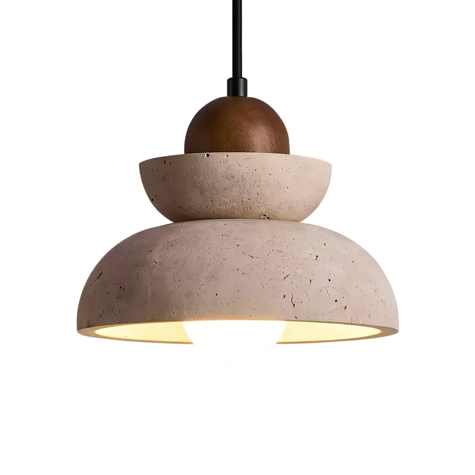 Zophaos Tiered-Bell Travertine Pendant Light - Blowlighting