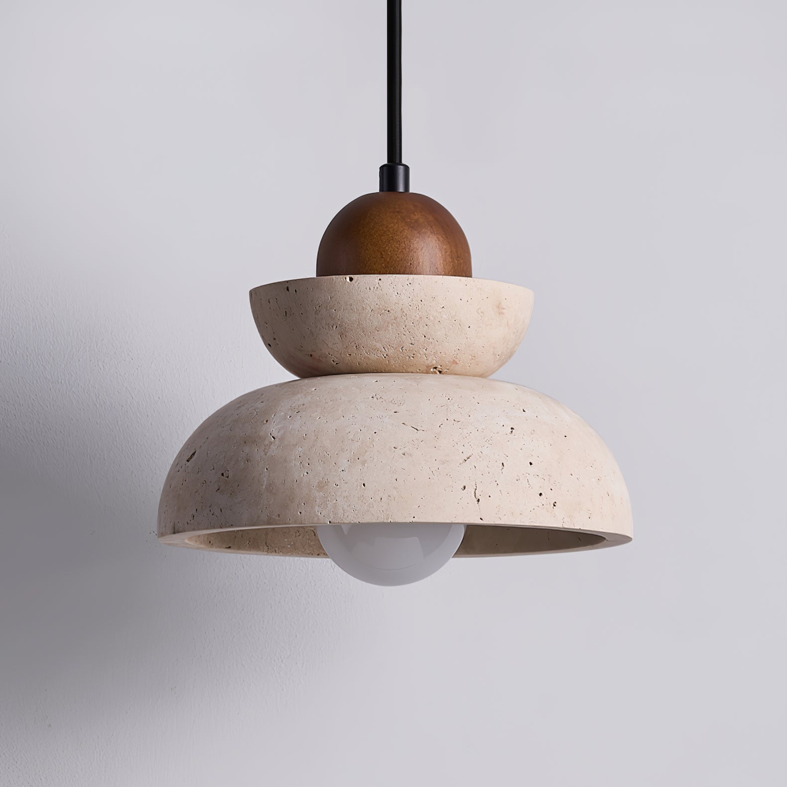 Zophaos Tiered-Bell Travertine Pendant Light - Blowlighting