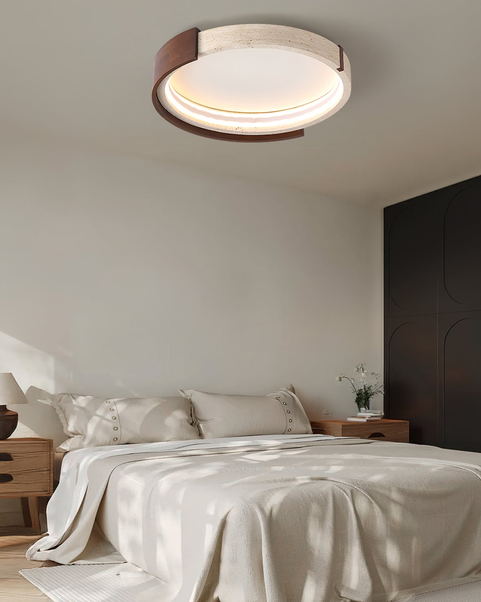Zenova Minimalist Travertine Ceiling Light