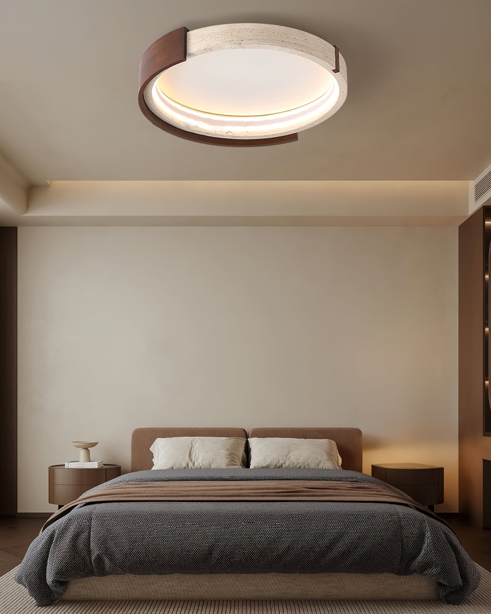 Zenova Minimalist Travertine Ceiling Light