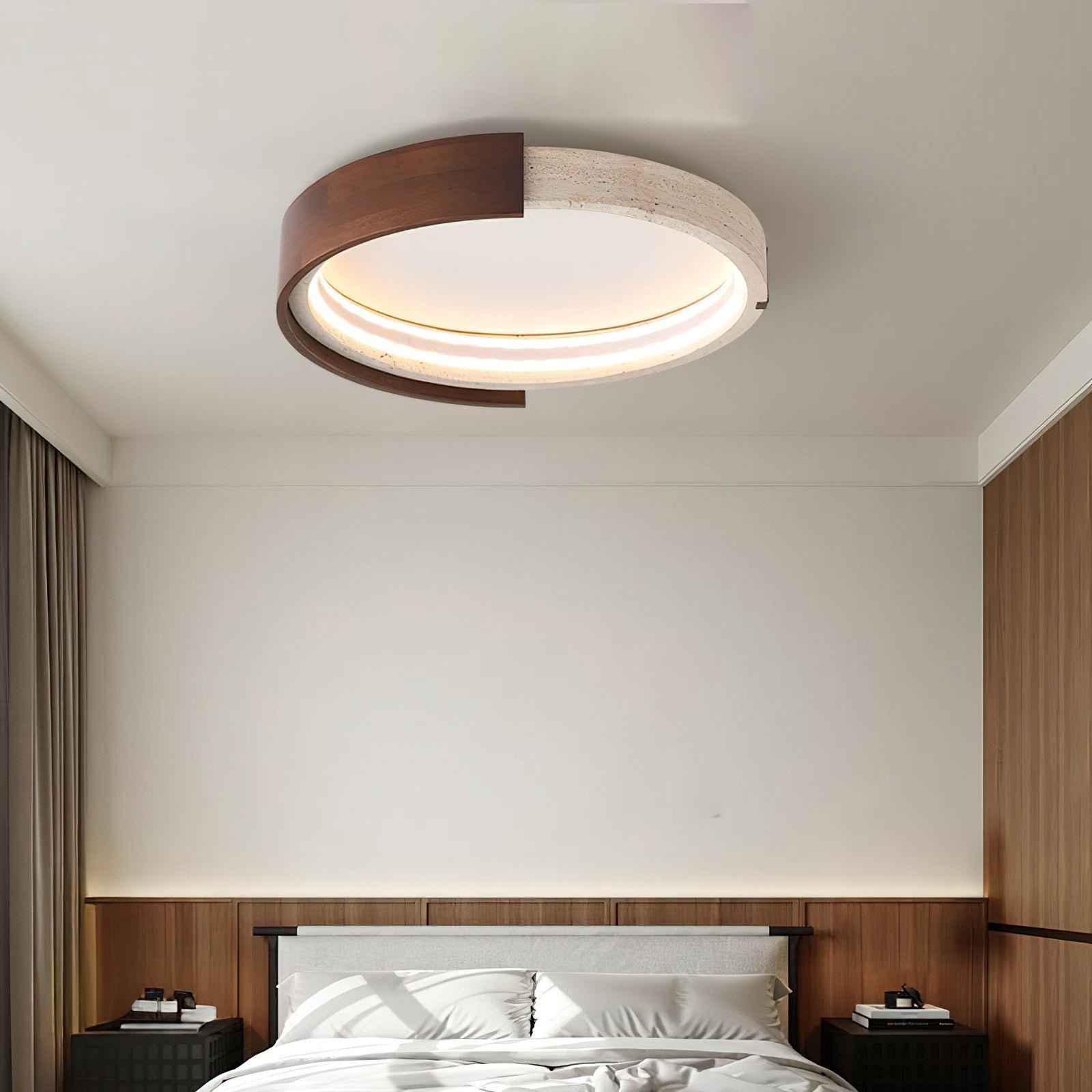 Zenova Minimalist Travertine Ceiling Light
