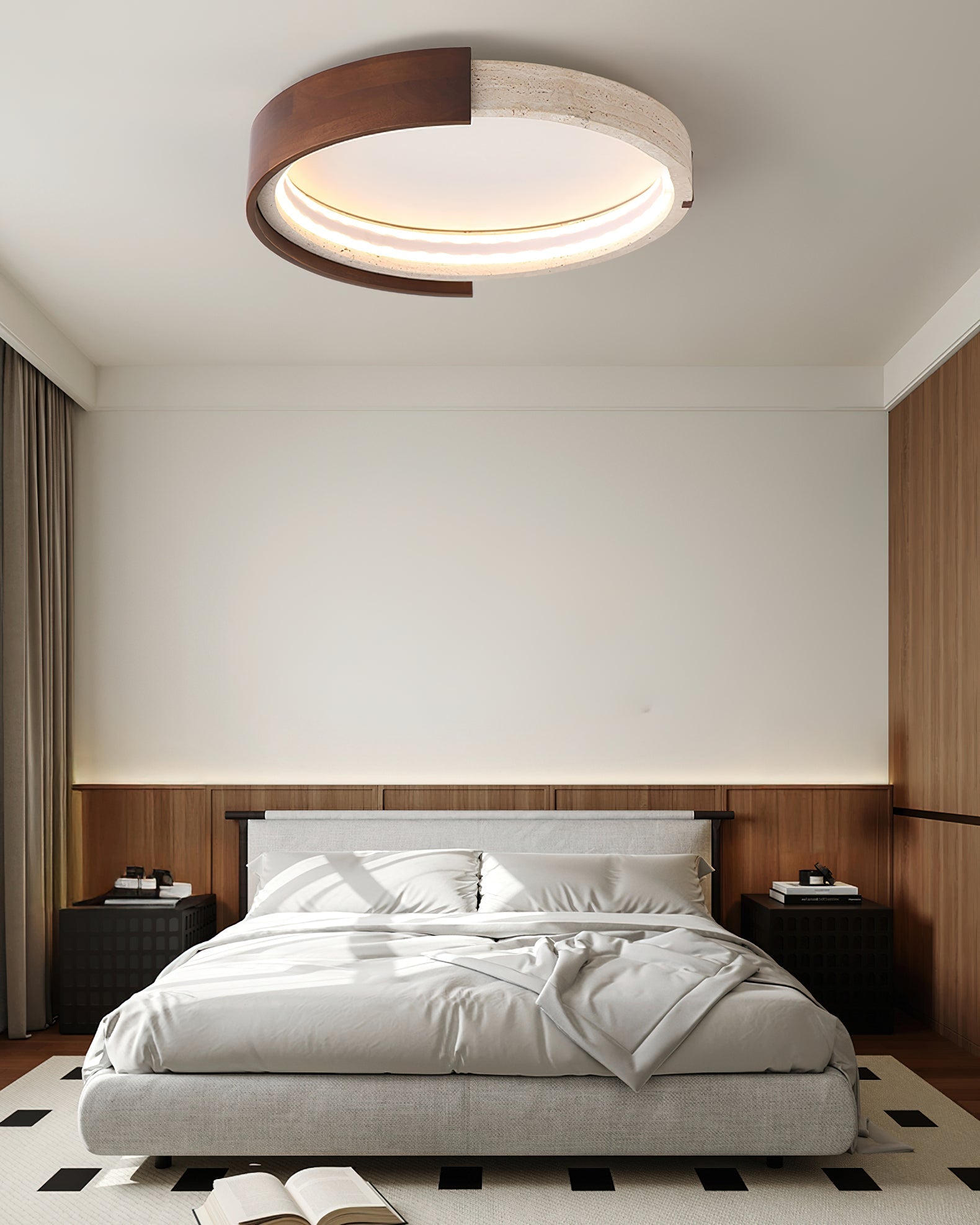 Zenova Minimalist Travertine Ceiling Light