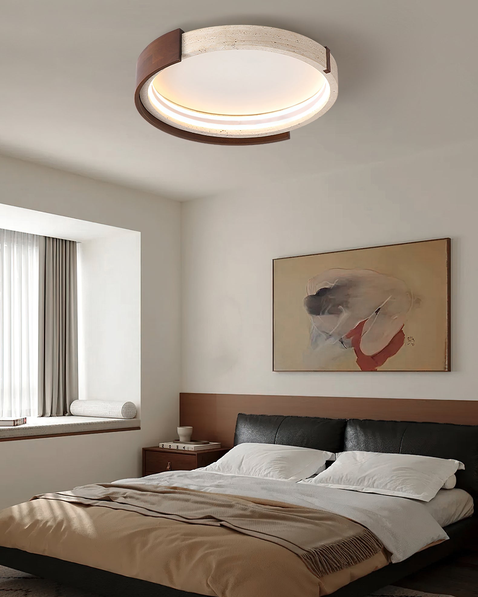 Zenova Minimalist Travertine Ceiling Light