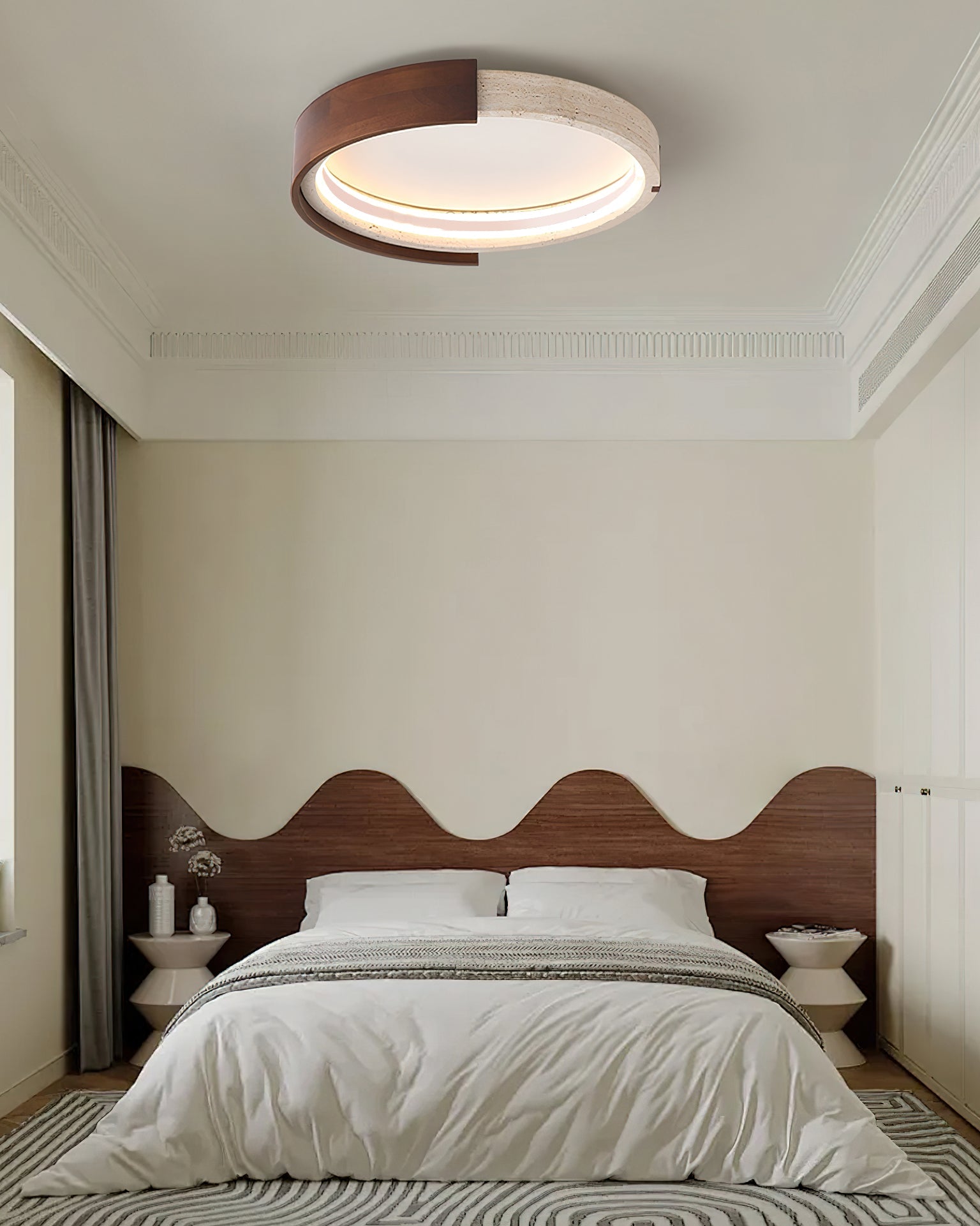 Zenova Minimalist Travertine Ceiling Light