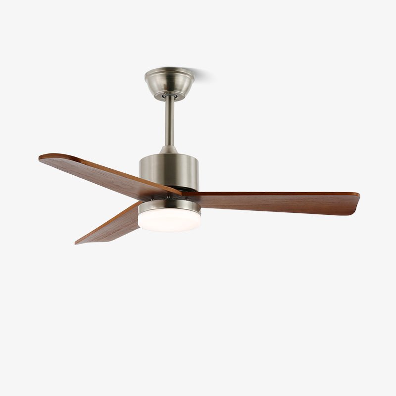 Elara Minimalist Silver Wood Ceiling Fan Light - Blowlighting