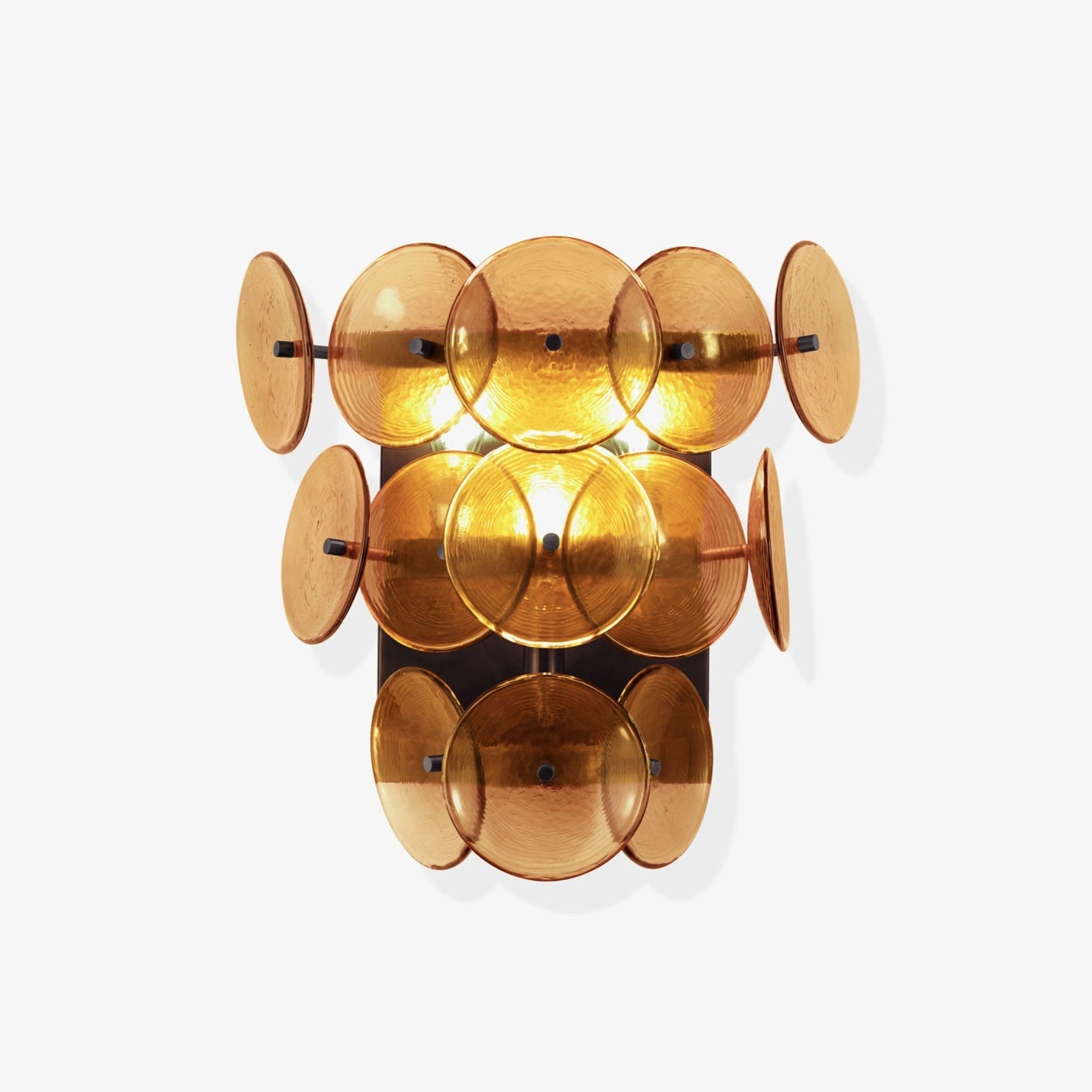 Aurora Wall Sconce Pressed Glass Disc Vintage Amber - Blowlighting
