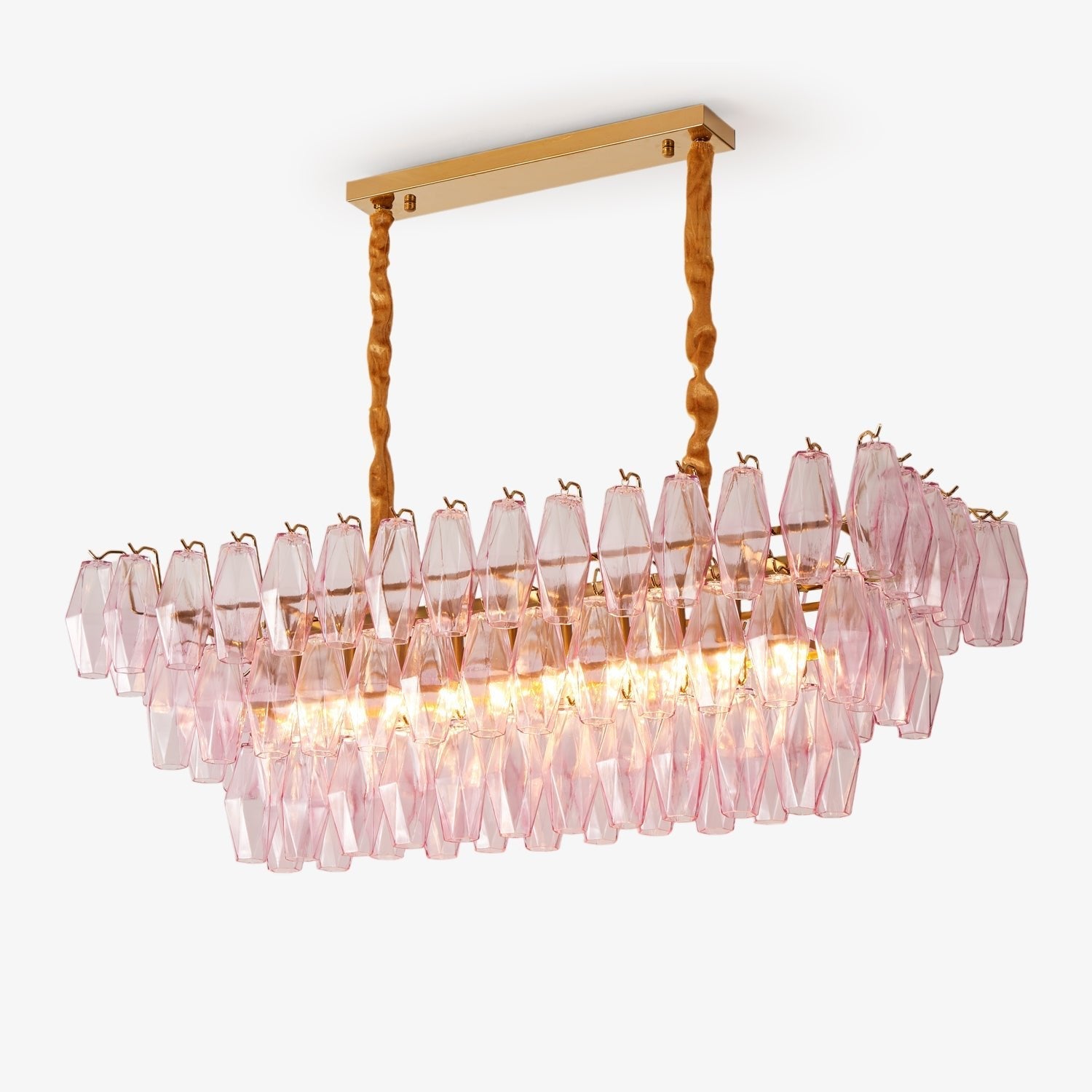 Aurora Chandelier Rose Prism Glass Rectangular Layered - Blowlighting