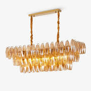 Aurora Chandelier Amber Prism Glass Rectangular Layered - Blowlighting