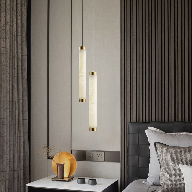 Lira Cylindrical Alabaster Pendant Light - Blowlighting