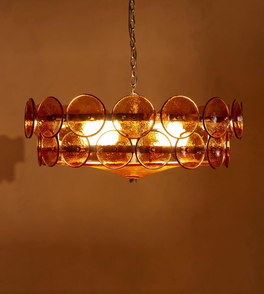 Aurora Chandelier Murano Glass Disc Vintage - Blowlighting