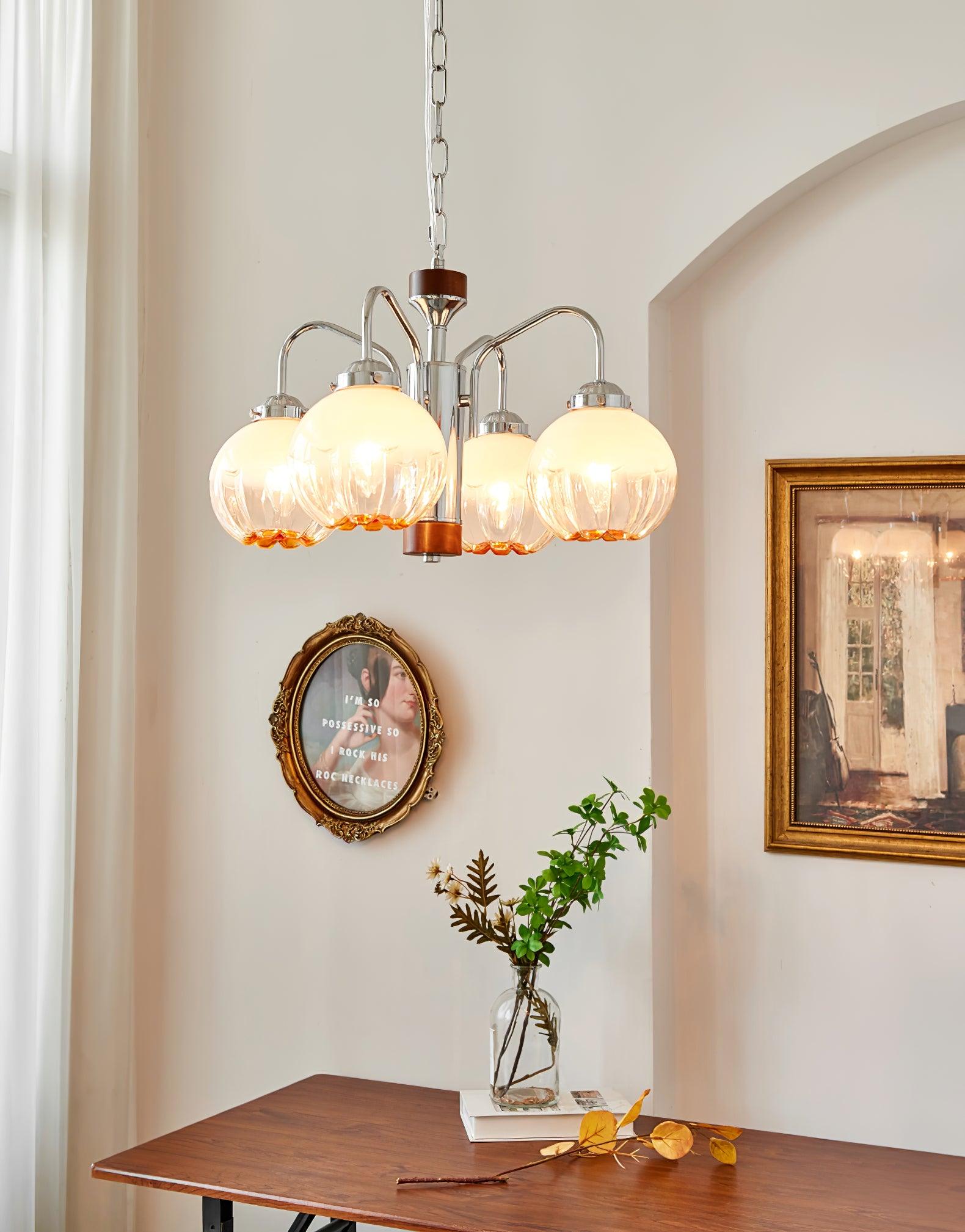 Ulliria Nordic Art Flower Walnut Glass Chandelier - Blowlighting