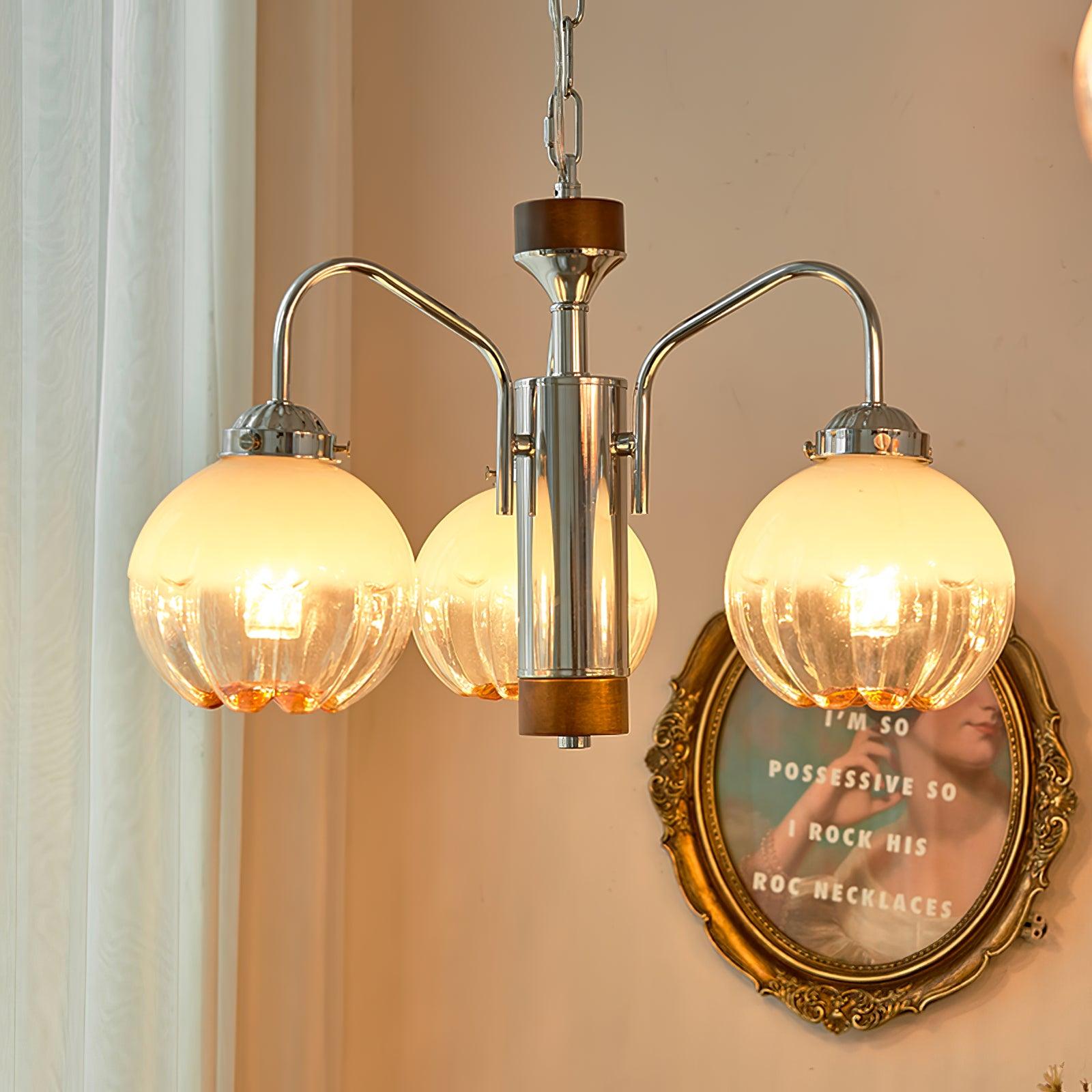 Ulliria Nordic Art Flower Walnut Glass Chandelier - Blowlighting
