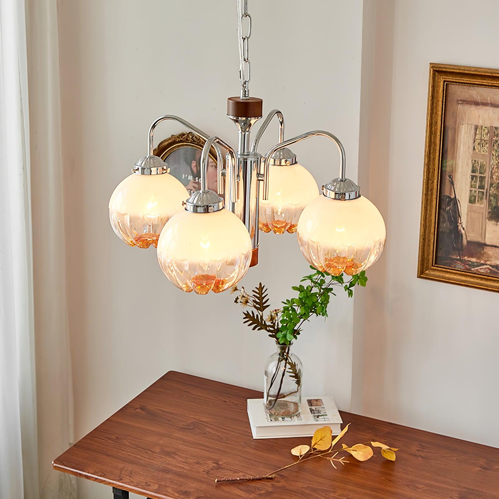 Ulliria Nordic Art Flower Walnut Glass Chandelier - Blowlighting