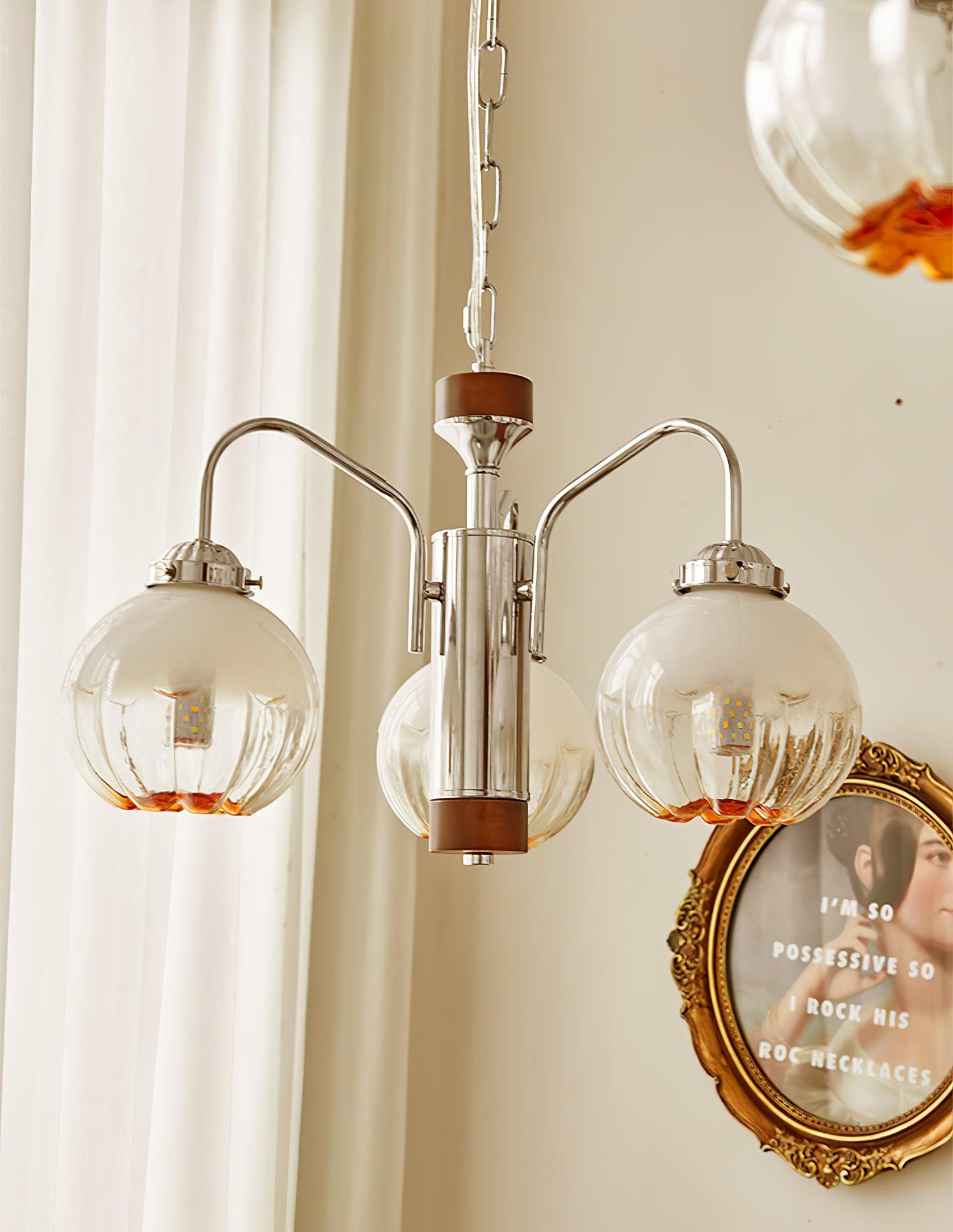 Ulliria Nordic Art Flower Walnut Glass Chandelier - Blowlighting