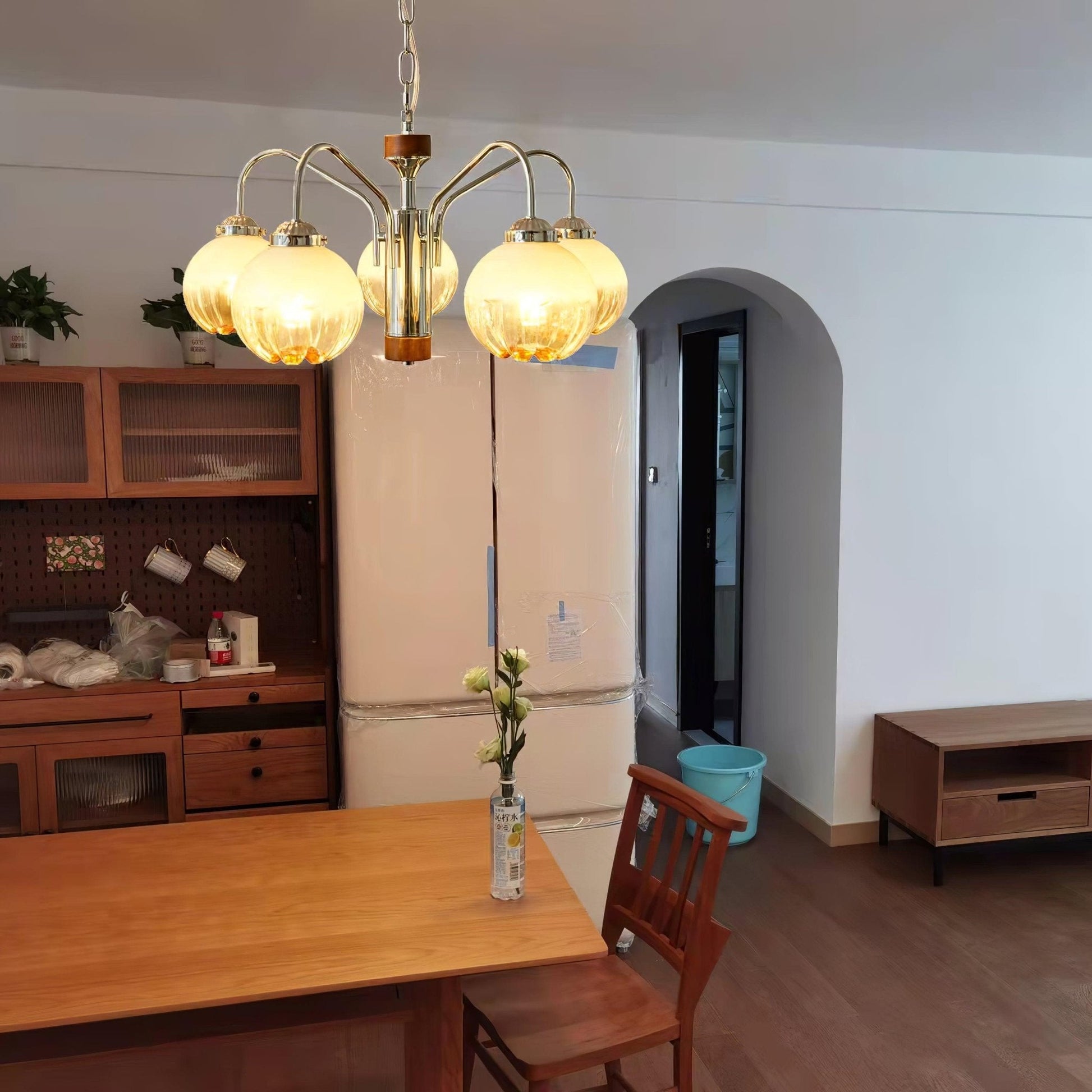 Ulliria Nordic Art Flower Walnut Glass Chandelier - Blowlighting