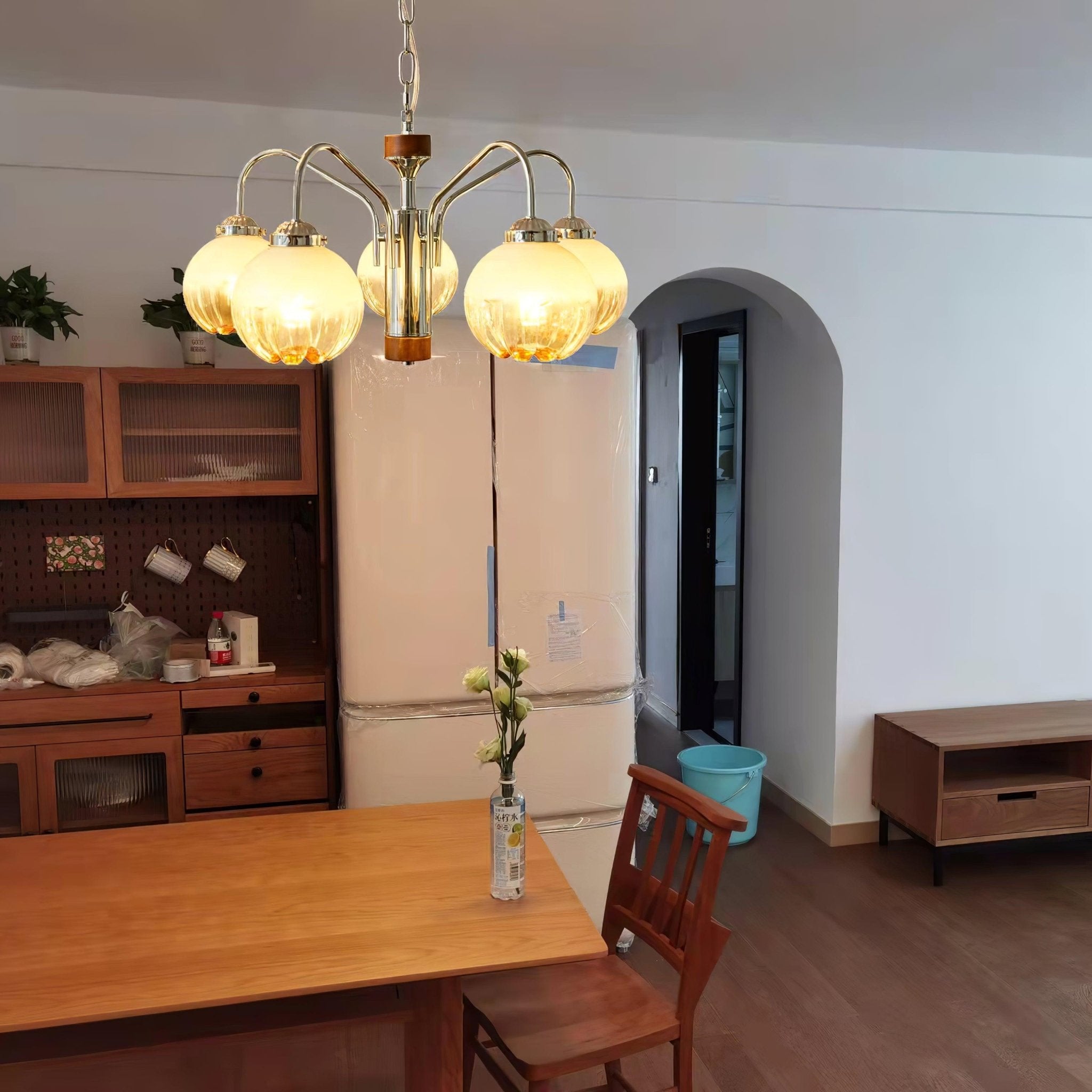 Ulliria Nordic Art Flower Walnut Glass Chandelier - Blowlighting