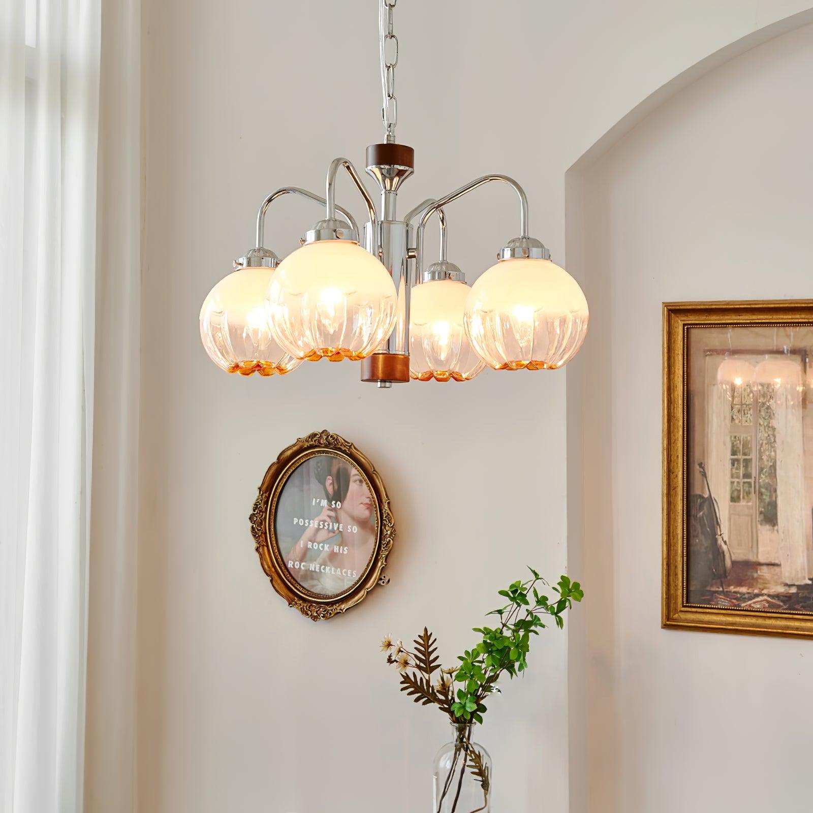 Ulliria Nordic Art Flower Walnut Glass Chandelier - Blowlighting