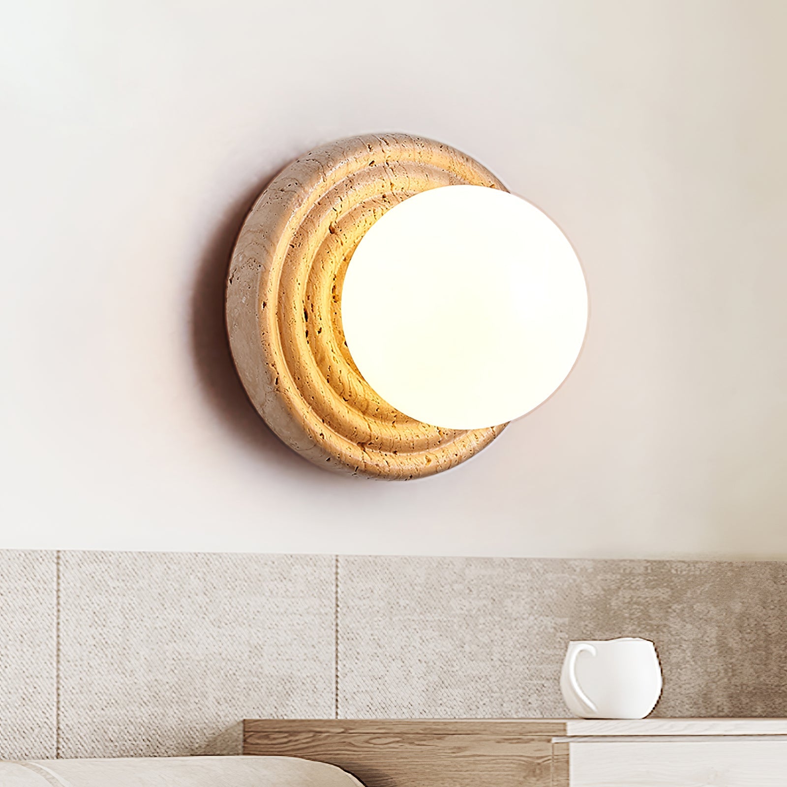 Echo Travertine Globe Wall Lamp - Blowlighting