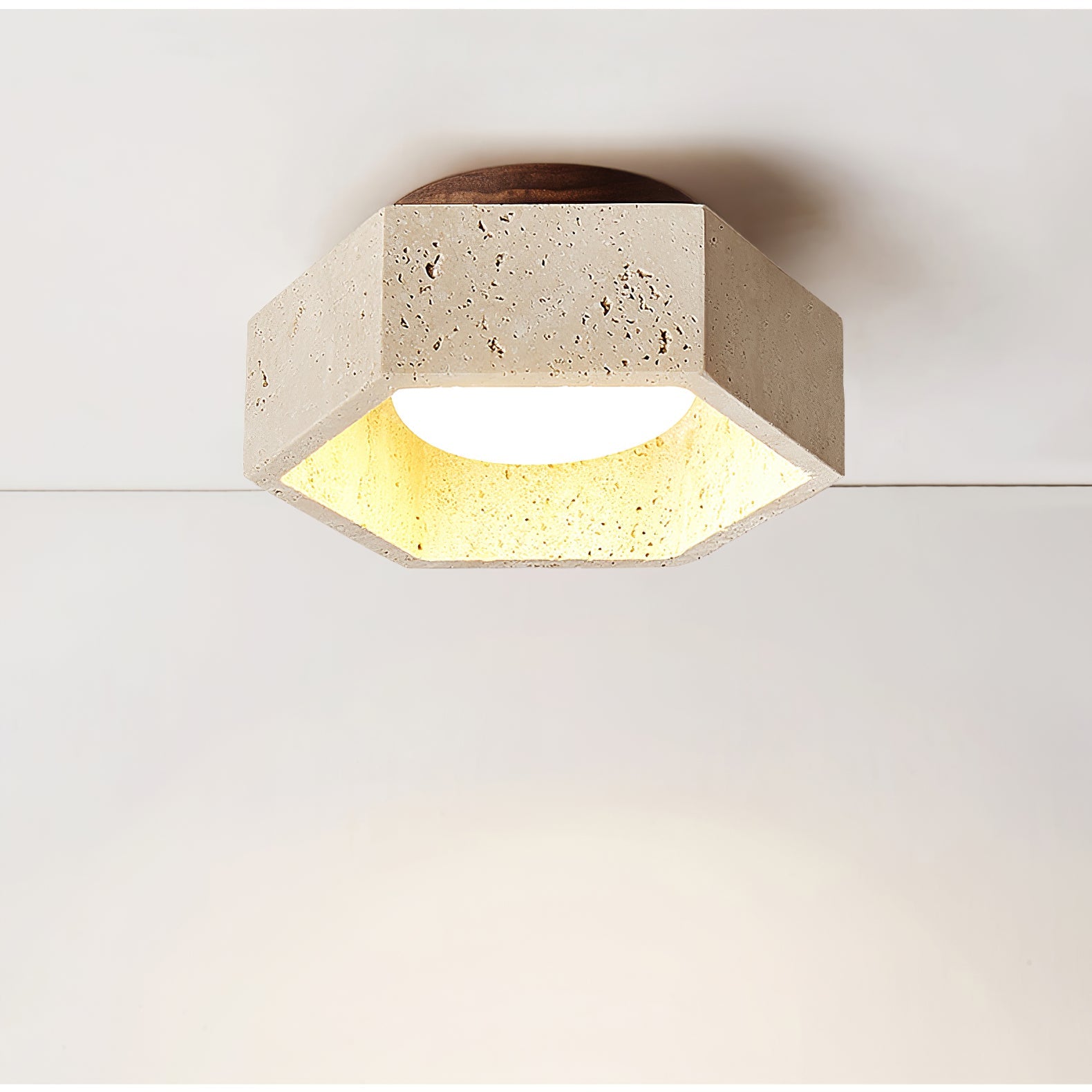 Hexara Travertine Ceiling Light - Blowlighting