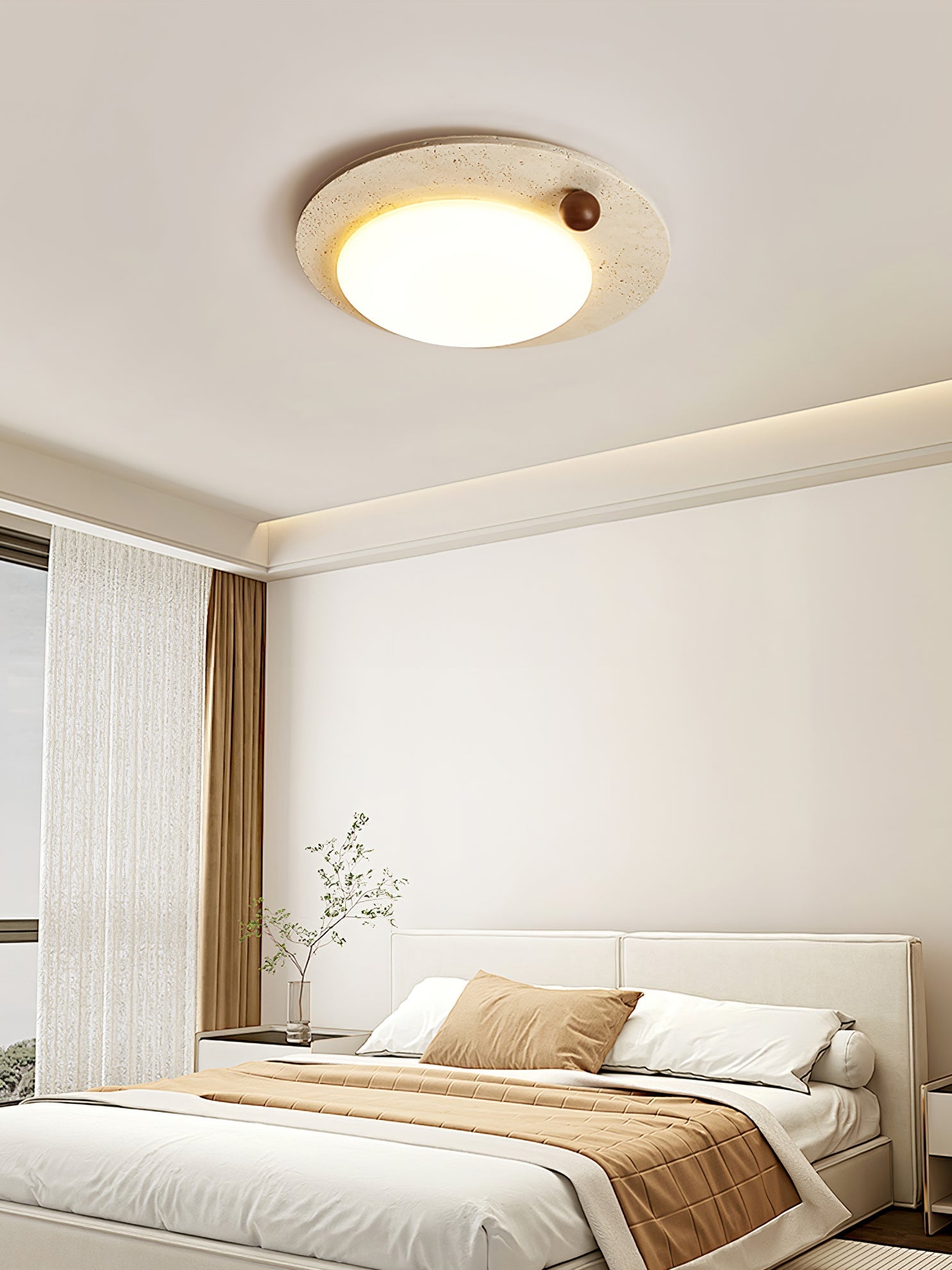 Circular Travertine Ceiling Light - Blowlighting