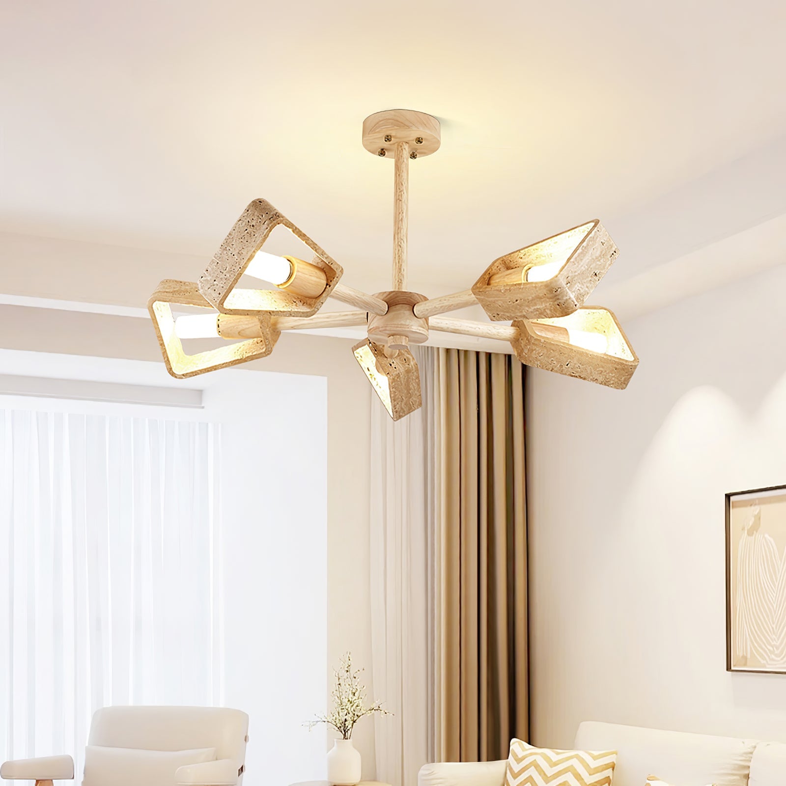 Hedra Travertone Geometric Chandelier - Blowlighting