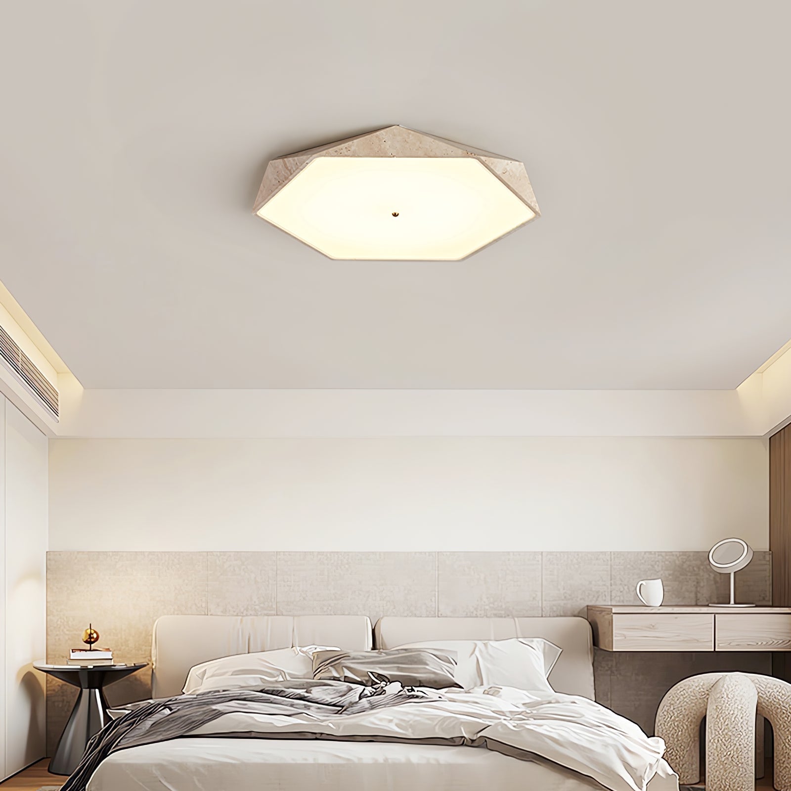 Hexagonal Travertine Ceiling Light - Blowlighting