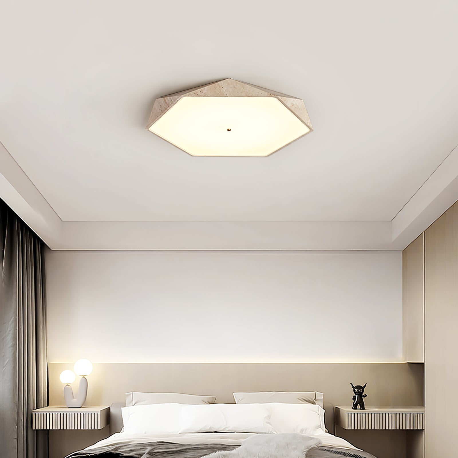 Hexagonal Travertine Ceiling Light - Blowlighting