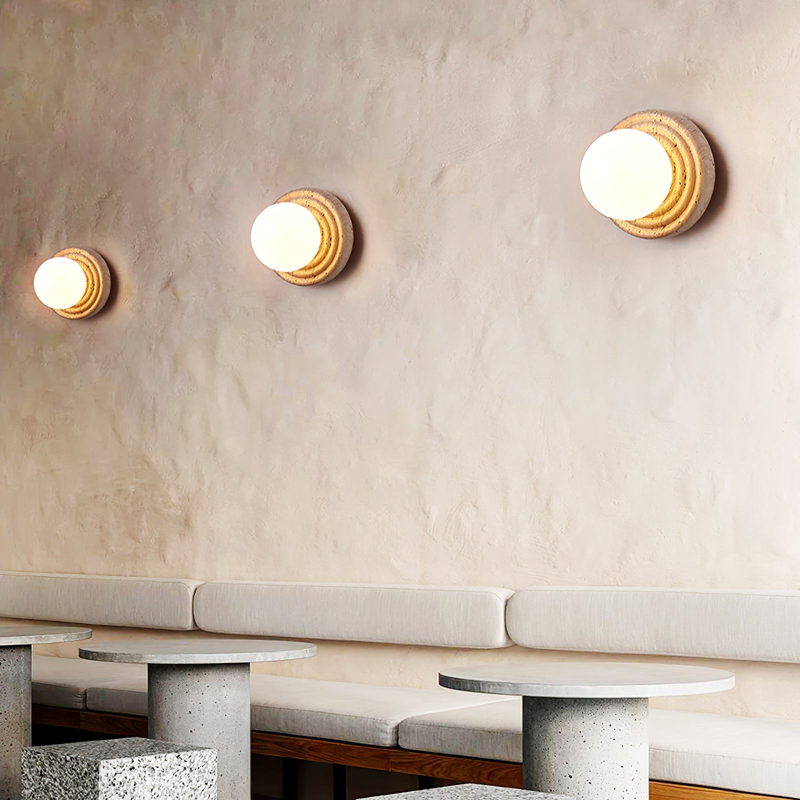 Echo Travertine Globe Wall Lamp - Blowlighting