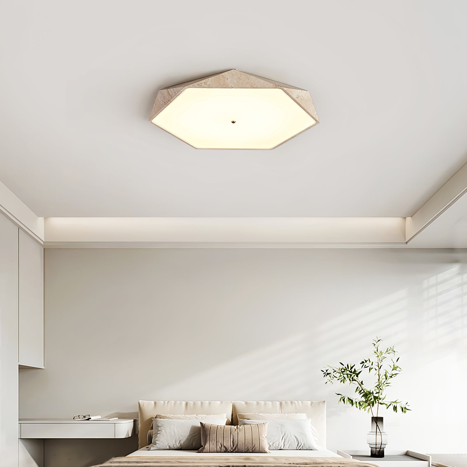 Hexagonal Travertine Ceiling Light - Blowlighting