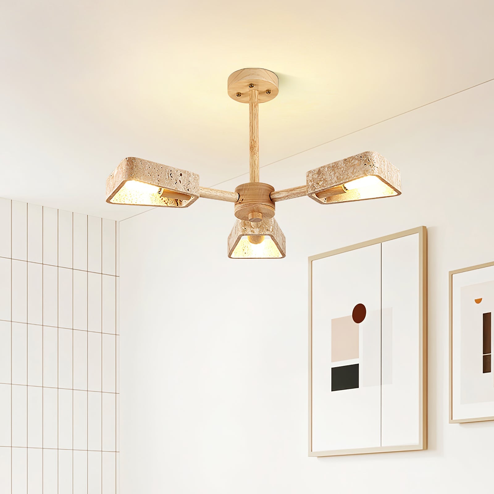 Hedra Travertone Geometric Chandelier - Blowlighting