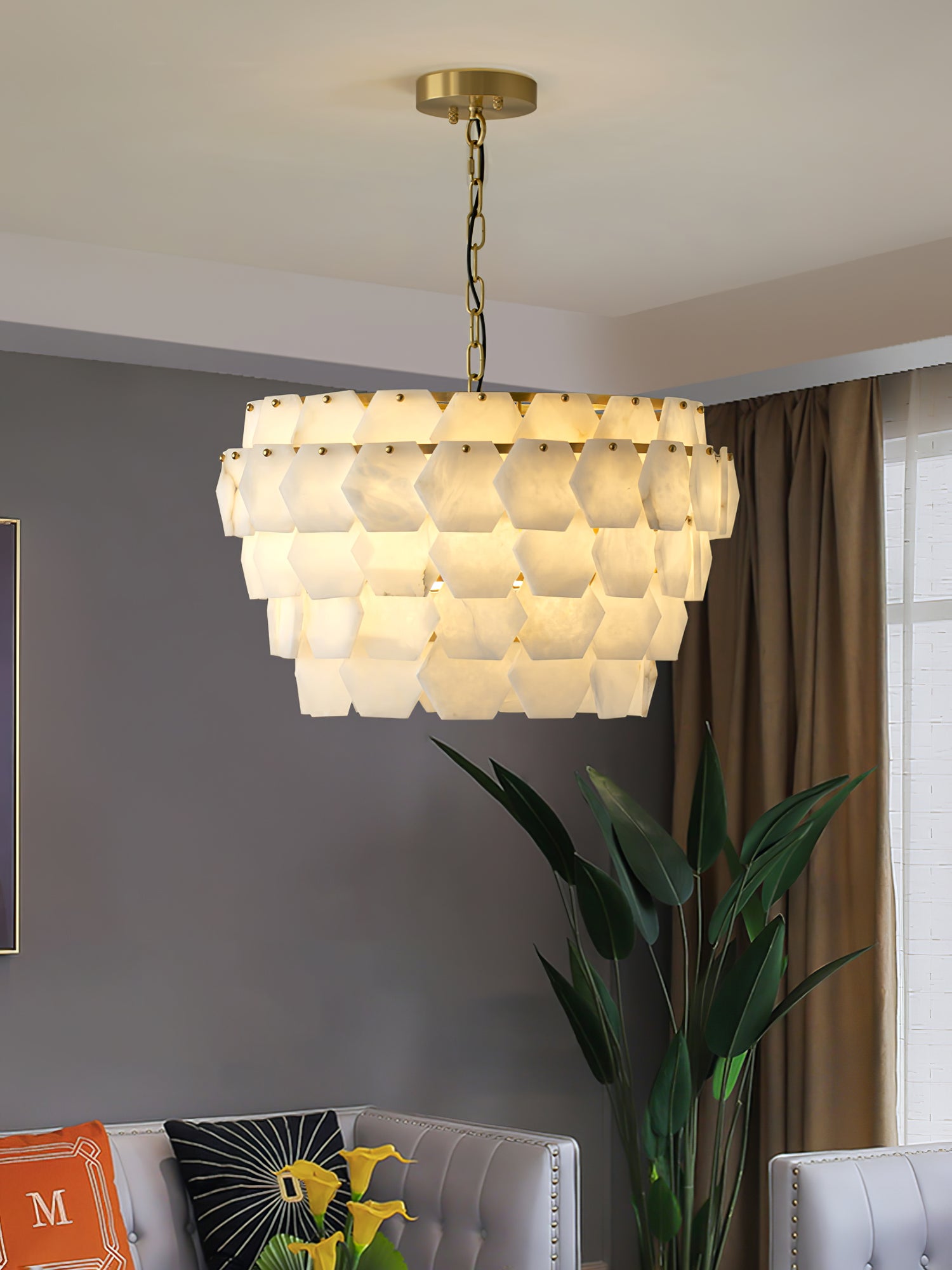 Evenaris Honeycomb Alabaster Chandelier - Blowlighting
