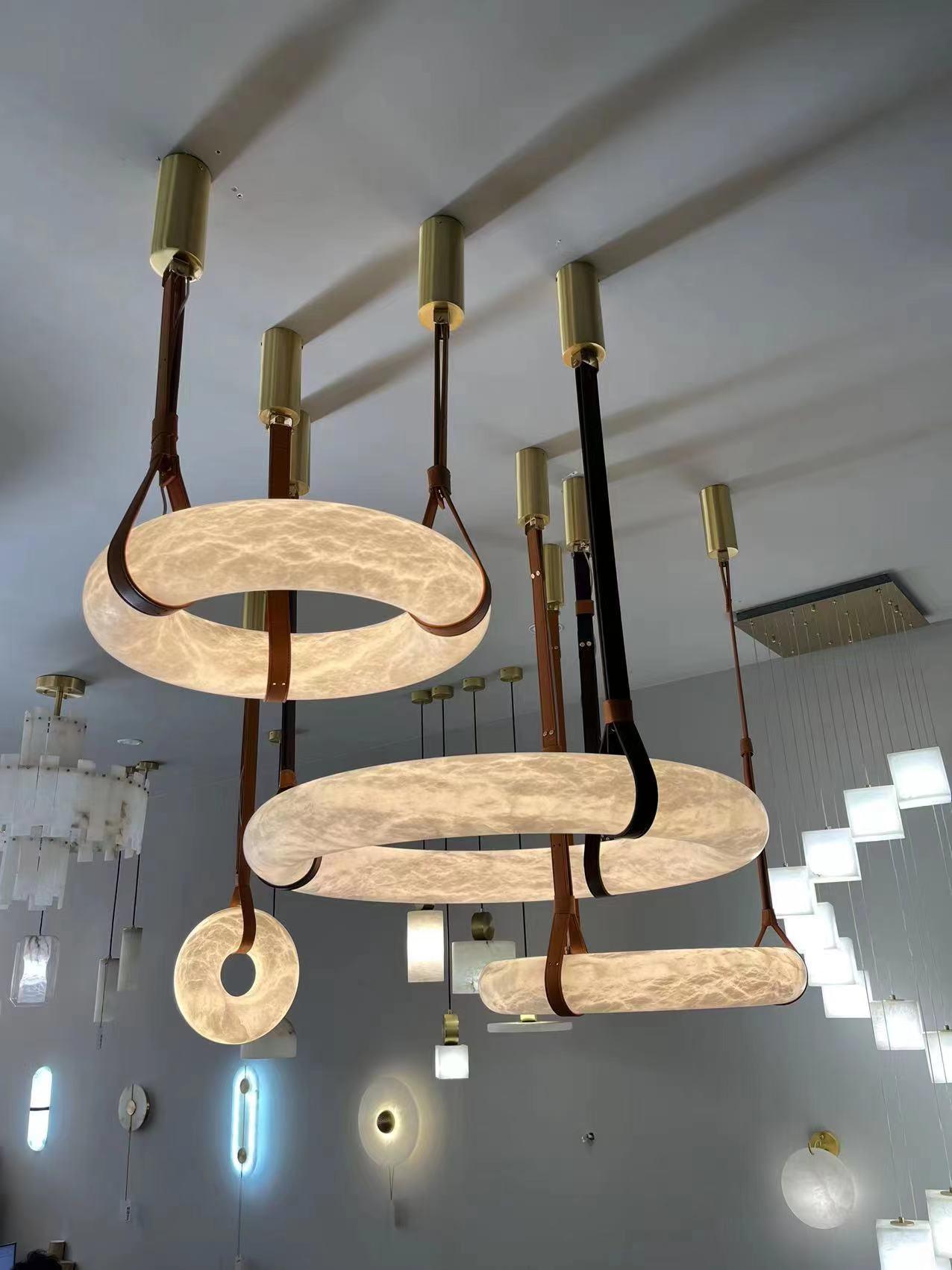 Luste Alabaster Chandeliers Ring Leather Strap Version B - Blowlighting