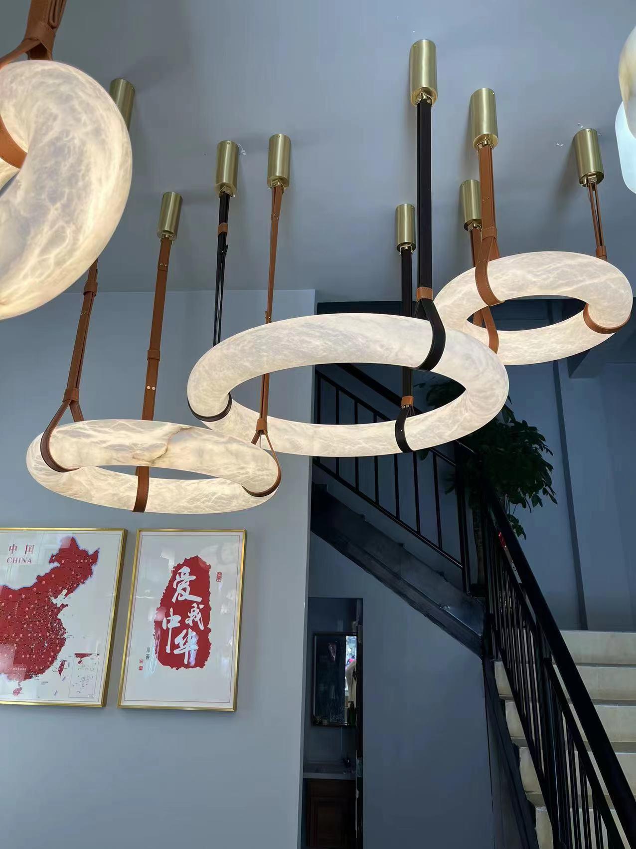 Luste Alabaster Chandeliers Ring Leather Strap Version B - Blowlighting